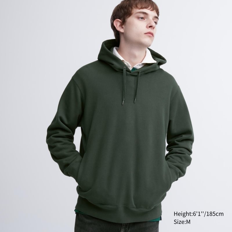 Green Uniqlo Sweat Pullover Long-sleeve Men Hoodie | 9541129