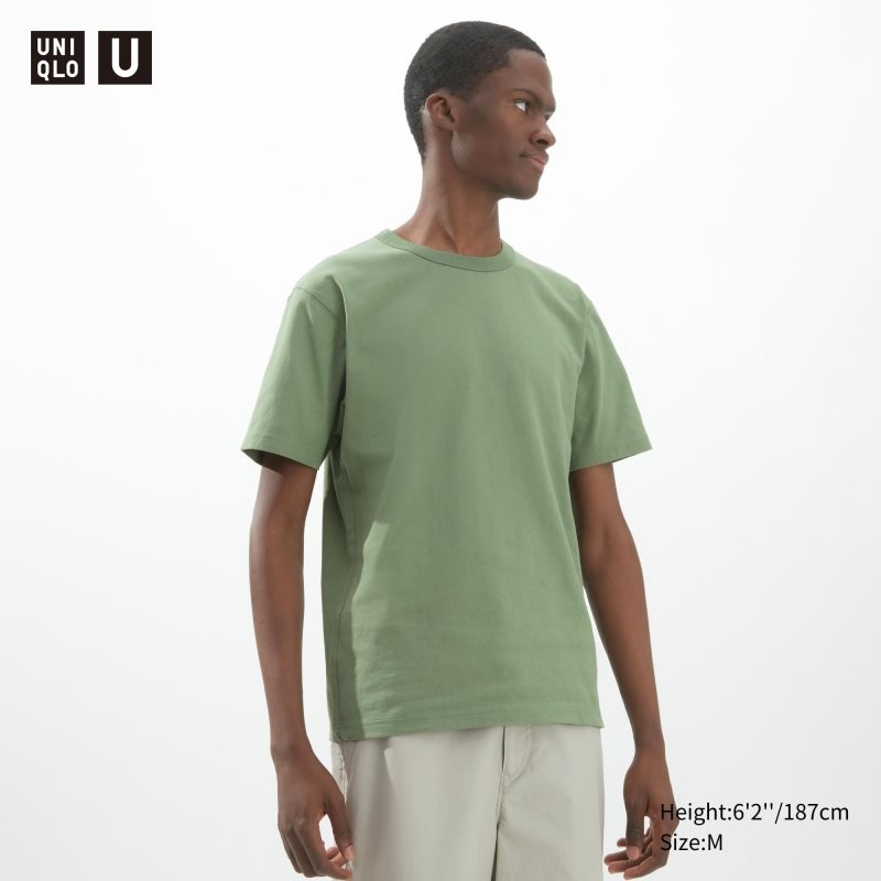 Green Uniqlo U Crew Neck Short-sleeve Men T Shirts | 326384