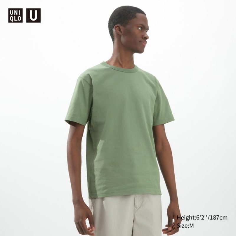 Green Uniqlo U Crew Neck Short-sleeve Women T Shirts | 5240022