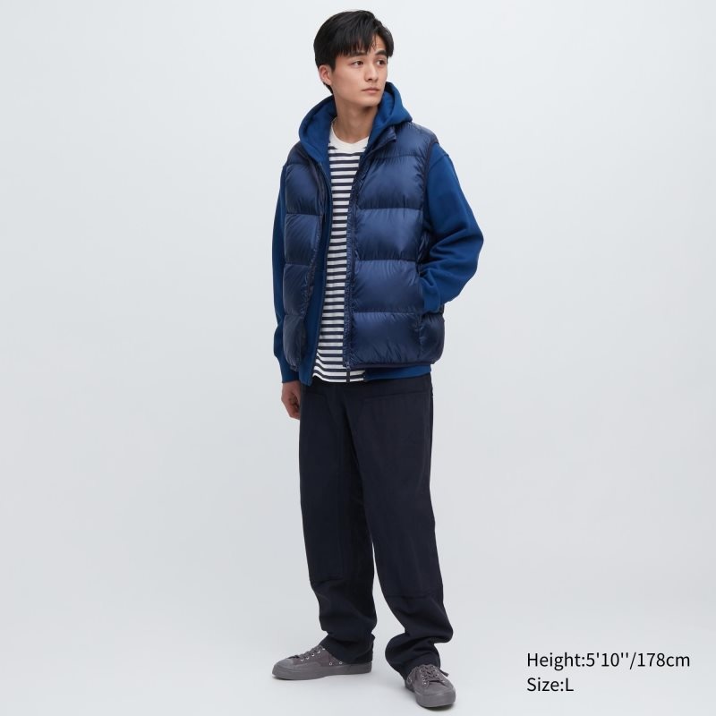 Green Uniqlo Ultra Light Down Wide Quilt Men Vest | 510610