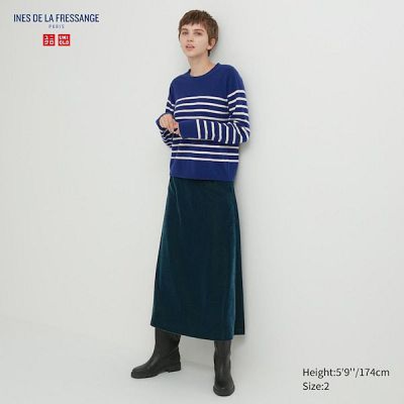 Green Uniqlo Velvet Narrow Women Skirts | 9331323