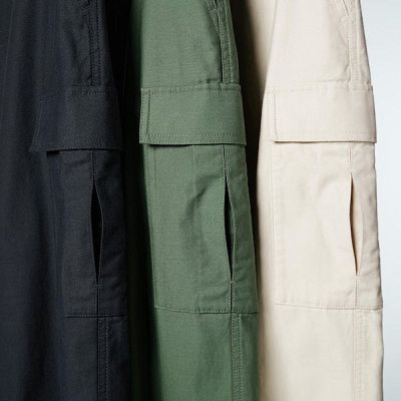 Green Uniqlo Wide Straight Cargo Women Pants | 9887543