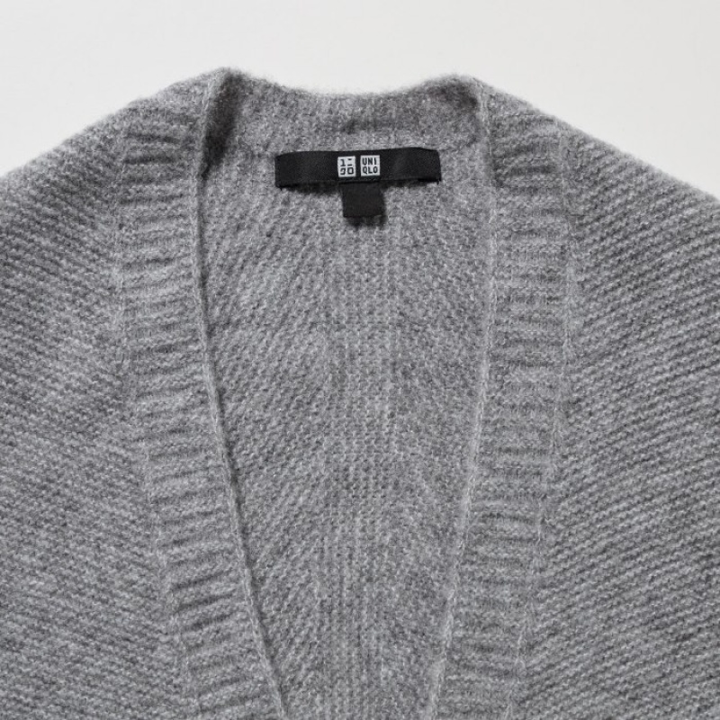 Grey Uniqlo 3D Knit Souffle Yarn Long-Sleeve Women Cardigan | 3009689