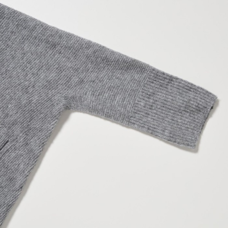Grey Uniqlo 3D Knit Souffle Yarn Long-Sleeve Women Cardigan | 3009689