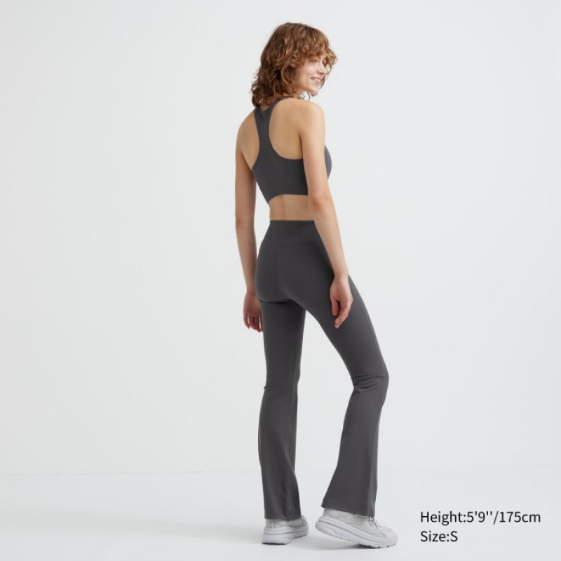 Grey Uniqlo AIRism Soft Flare Leggings Women Pants | 9594083