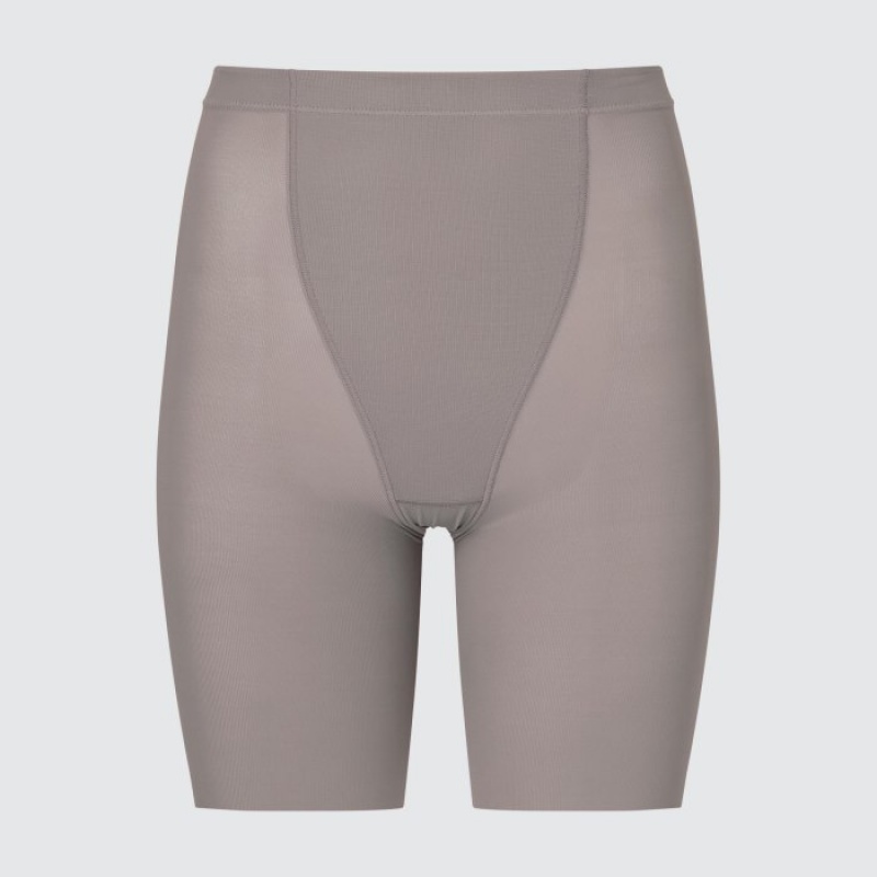 Grey Uniqlo AIRism Support Body Shaper Unlined Half Women Shorts | 7059250