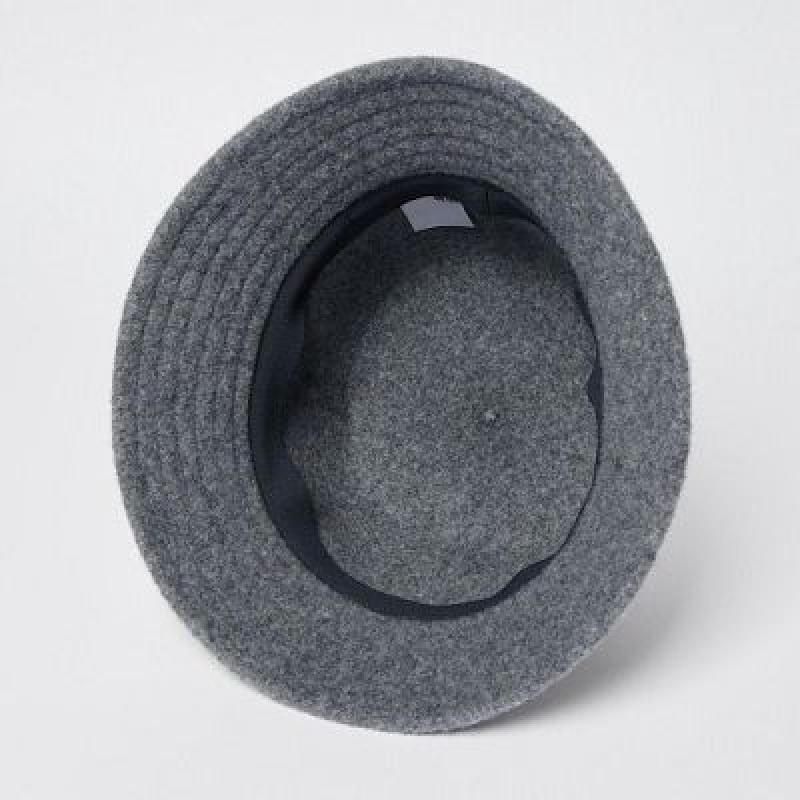 Grey Uniqlo Adjustable Wool Bucket Women Hats | 2155414