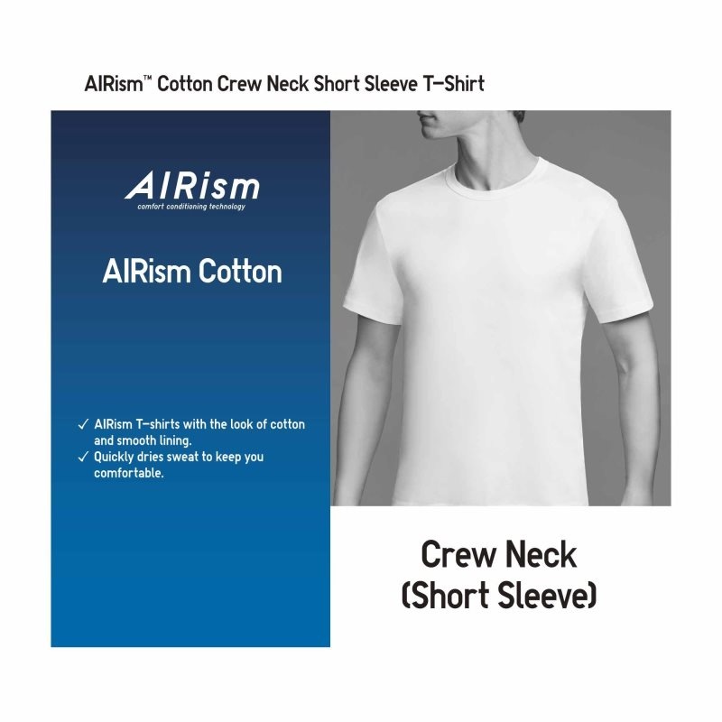 Grey Uniqlo Airism Cotton Crew Neck Men T Shirts | 8021546