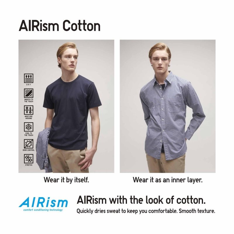 Grey Uniqlo Airism Cotton Crew Neck Men T Shirts | 8021546
