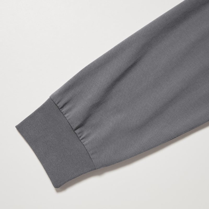 Grey Uniqlo Airism Cotton Uv Protection Crew Neck Men T Shirts | 1384701