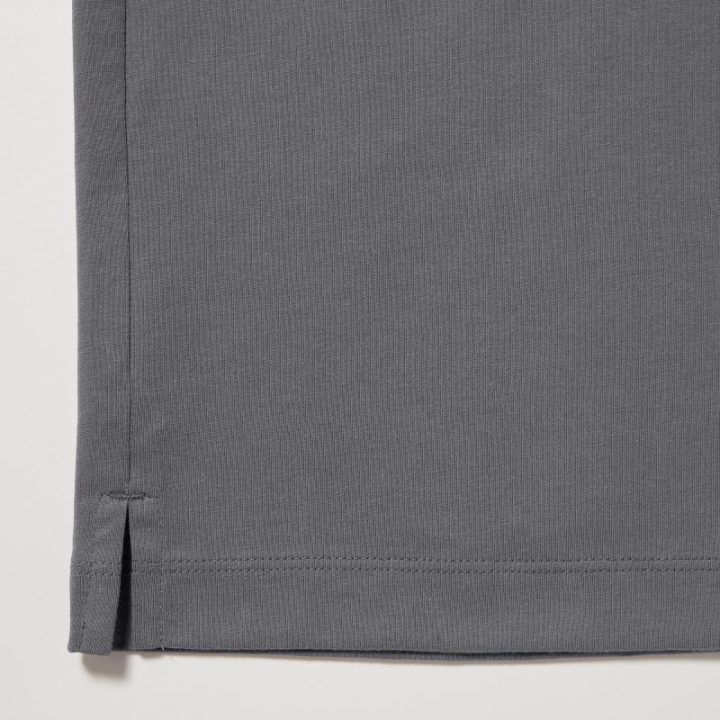 Grey Uniqlo Airism Cotton Uv Protection Crew Neck Men T Shirts | 1384701