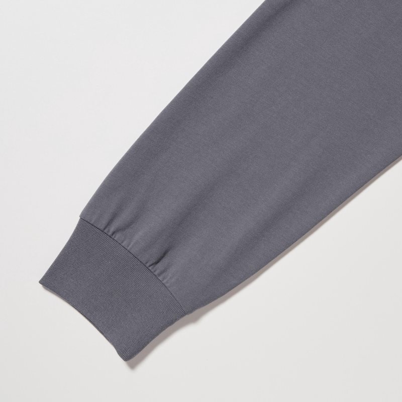 Grey Uniqlo Airism Cotton Uv Protection Crew Neck Men T Shirts | 3119523