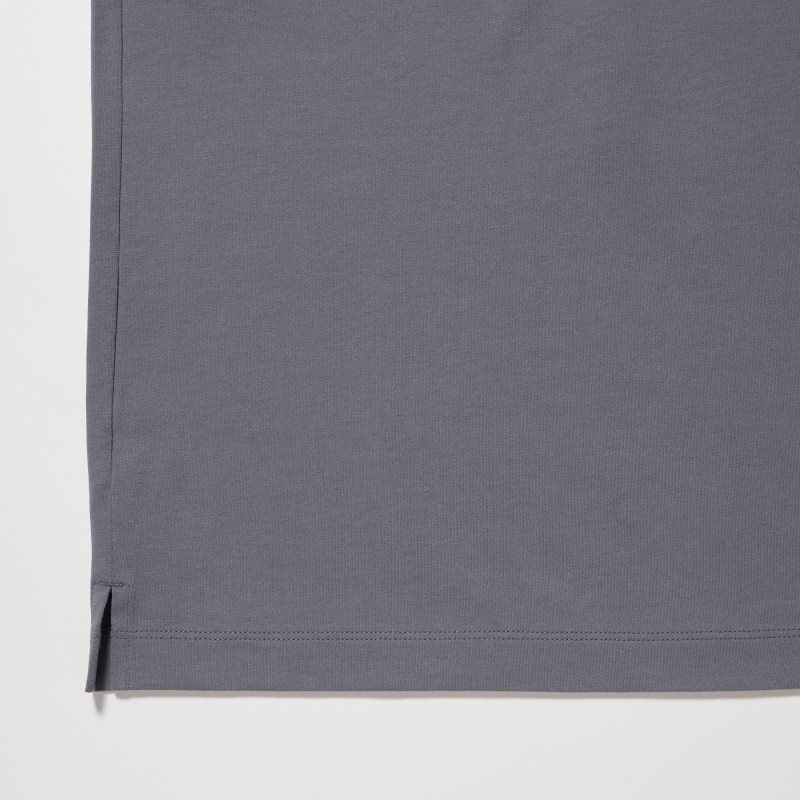 Grey Uniqlo Airism Cotton Uv Protection Crew Neck Men T Shirts | 3119523