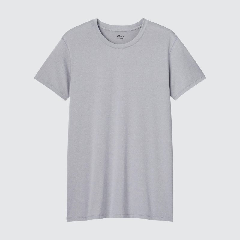 Grey Uniqlo Airism Crew Neck Short-sleeve Men T Shirts | 9755536
