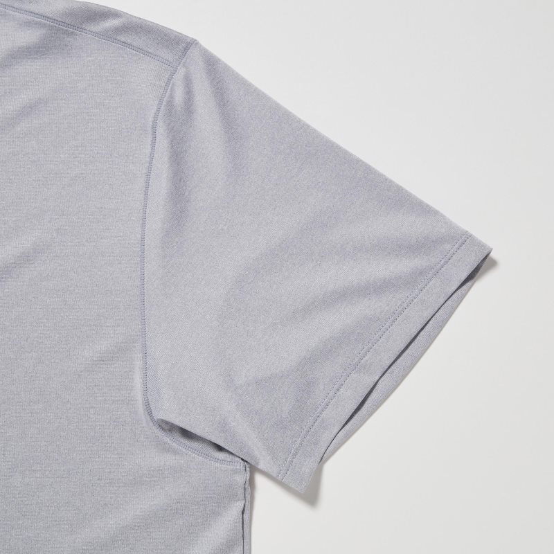 Grey Uniqlo Airism Crew Neck Short-sleeve Men T Shirts | 9755536