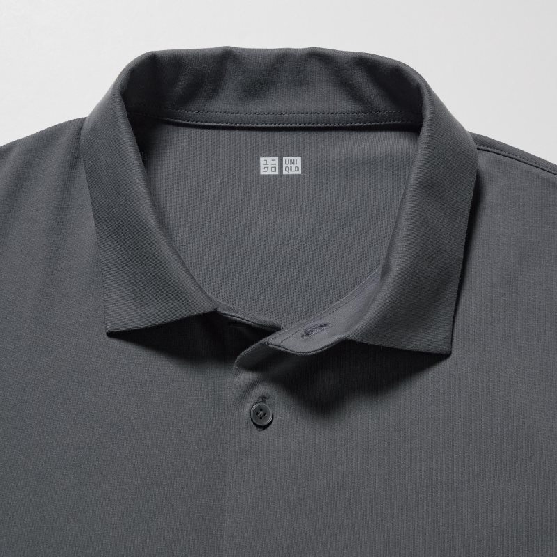Grey Uniqlo Airism Full Open Short-sleeve Men Polo Shirts | 3593384