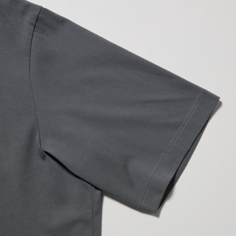 Grey Uniqlo Airism Full Open Short-sleeve Men Polo Shirts | 3593384