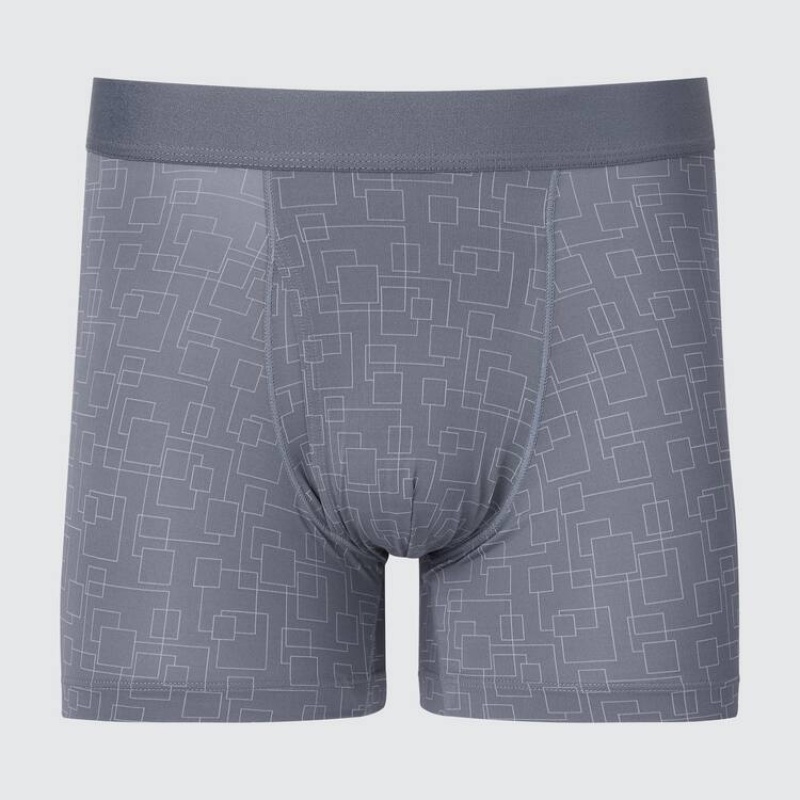 Grey Uniqlo Airism Printed Boxers Men Underwear | 2139956