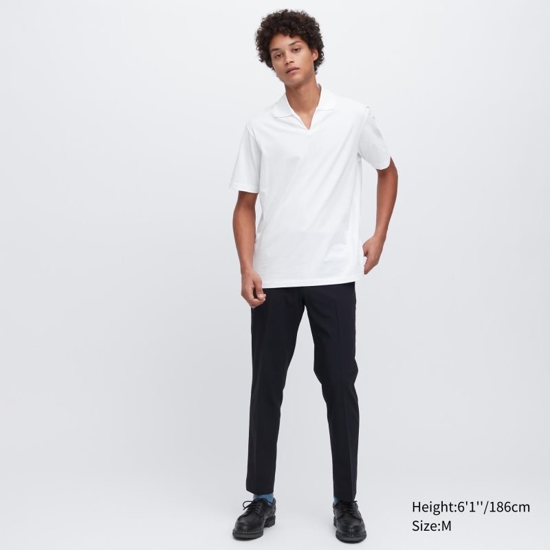 Grey Uniqlo Airism Skipper Collar Men Polo Shirts | 210948