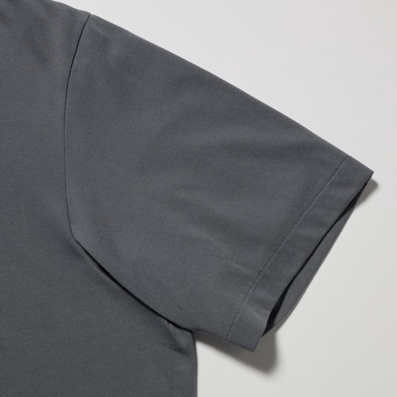 Grey Uniqlo Airism Skipper Collar Men Polo Shirts | 210948