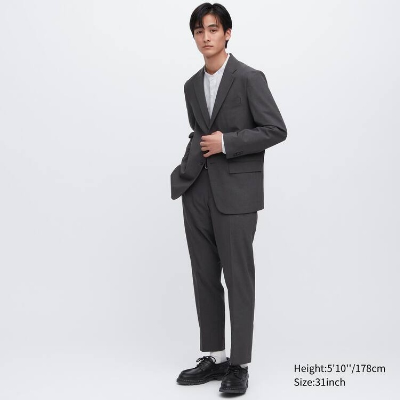 Grey Uniqlo Airsense Ultra Light Wool-look Men Pants | 3712299