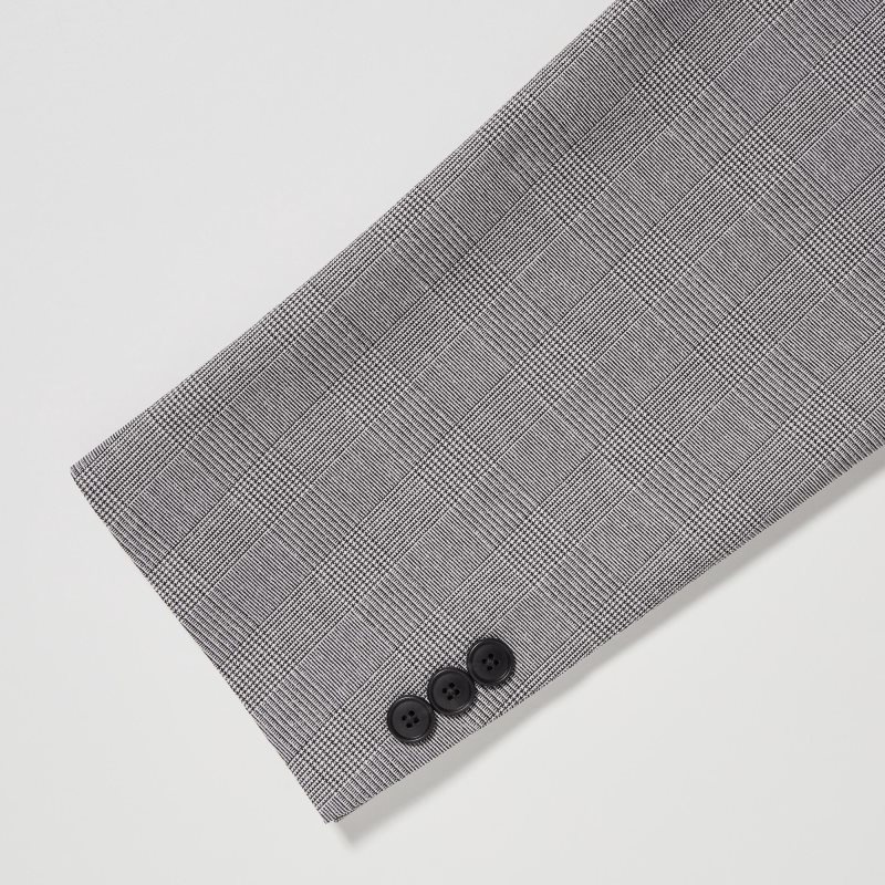 Grey Uniqlo Airsense Wool Like Glen Check Ultra Light Men Jackets | 3738501