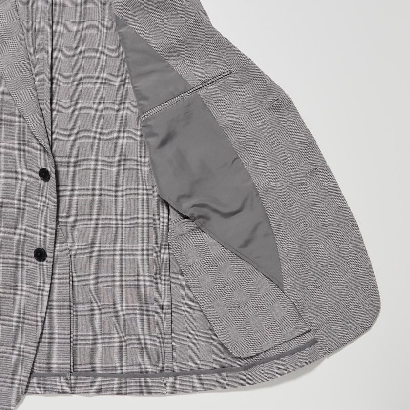 Grey Uniqlo Airsense Wool Like Glen Check Ultra Light Men Jackets | 3738501