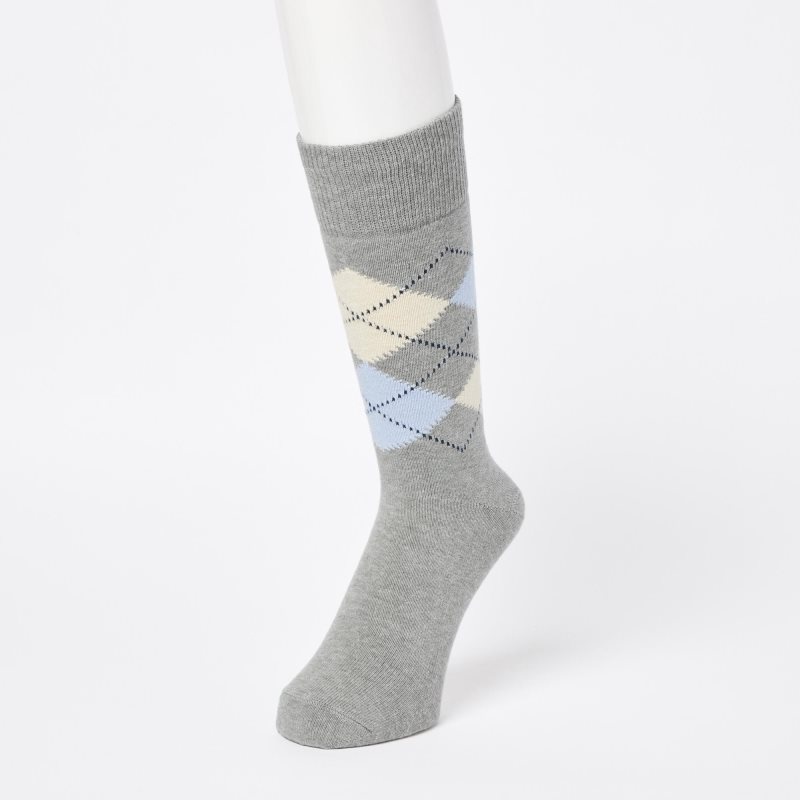 Grey Uniqlo Argyle Men Socks | 4345744