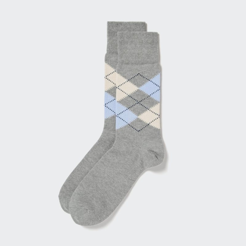 Grey Uniqlo Argyle Men Socks | 4345744