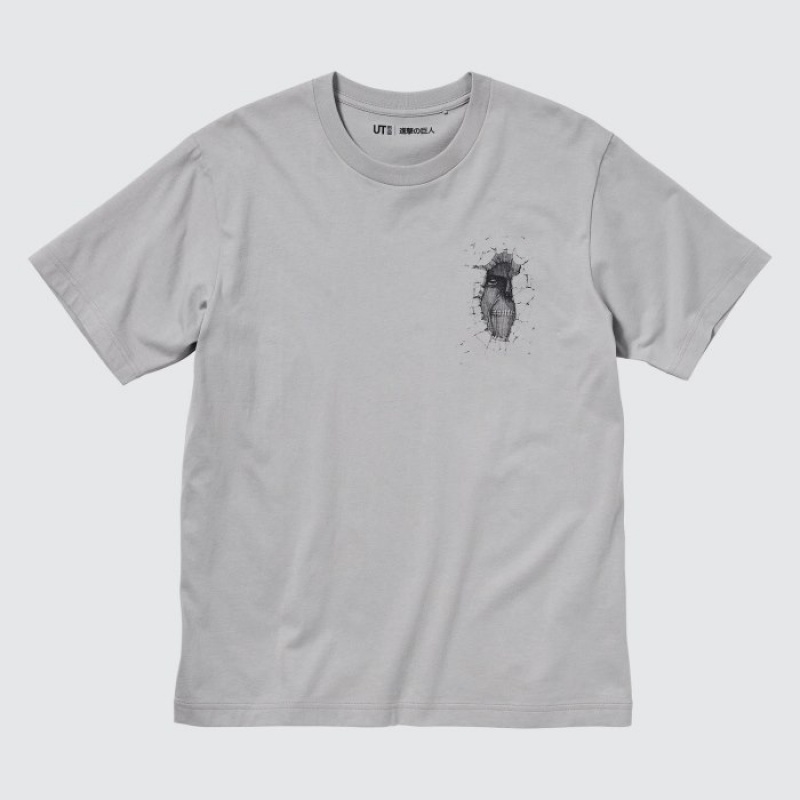 Grey Uniqlo Attack on Titan UT Short-Sleeve A Titan Inside The Wall Women T Shirts | 500338