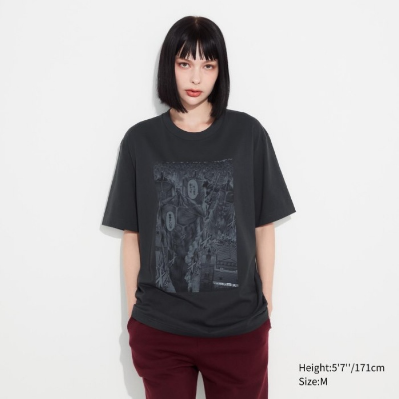 Grey Uniqlo Attack on Titan UT Short-Sleeve Women T Shirts | 3302282