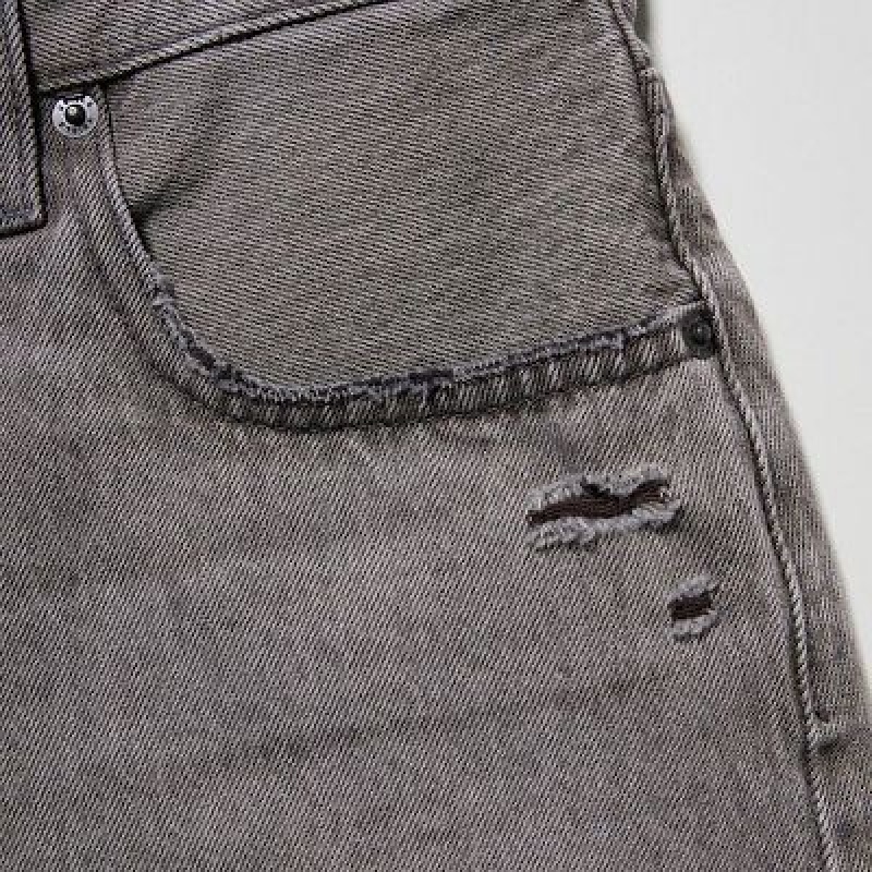 Grey Uniqlo Boyfriend Denim Women Shorts | 9236735