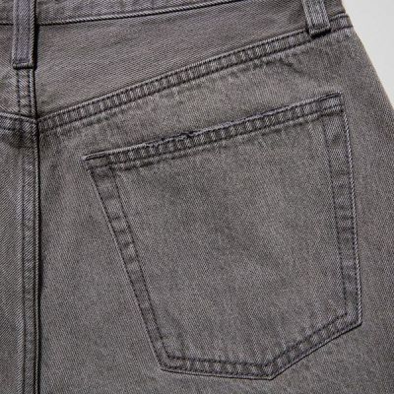 Grey Uniqlo Boyfriend Denim Women Shorts | 9236735