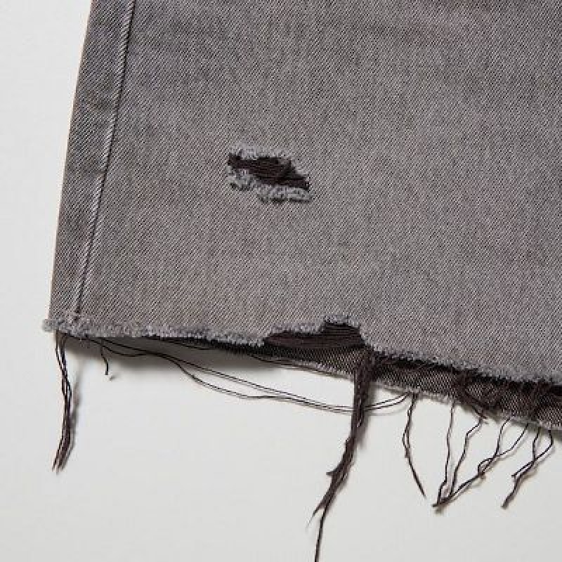 Grey Uniqlo Boyfriend Denim Women Shorts | 9236735
