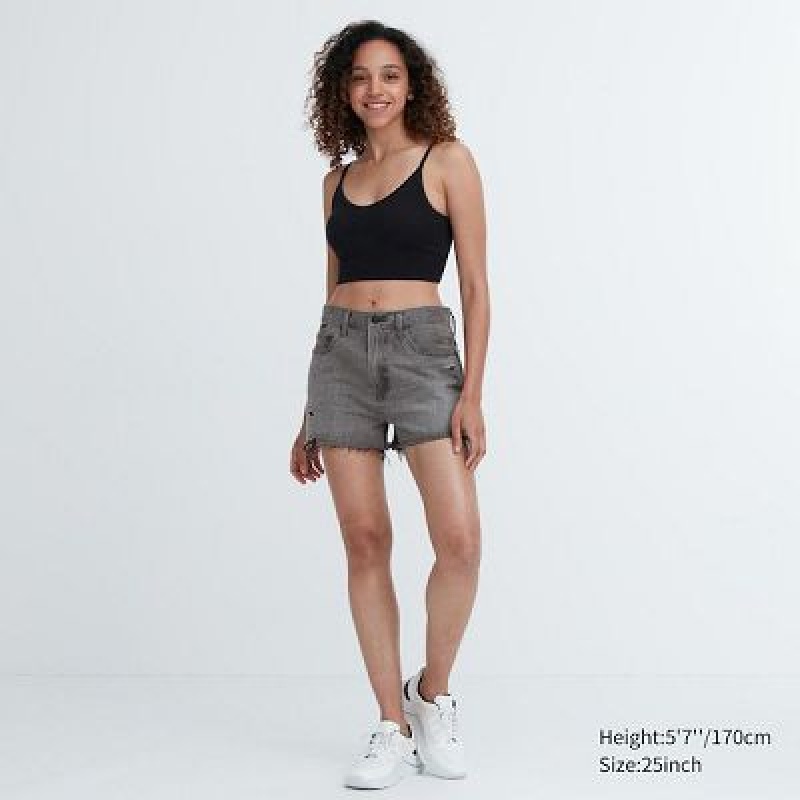 Grey Uniqlo Boyfriend Denim Women Shorts | 9236735