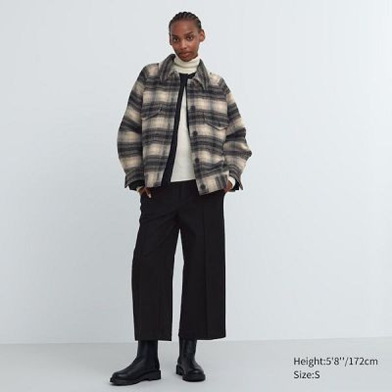Grey Uniqlo Brushed Jersey Cropped Women Pants | 425675