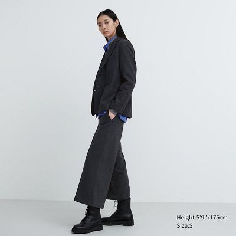 Grey Uniqlo Brushed Jersey Cropped Women Pants | 425675