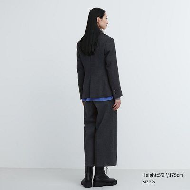 Grey Uniqlo Brushed Jersey Cropped Women Pants | 425675