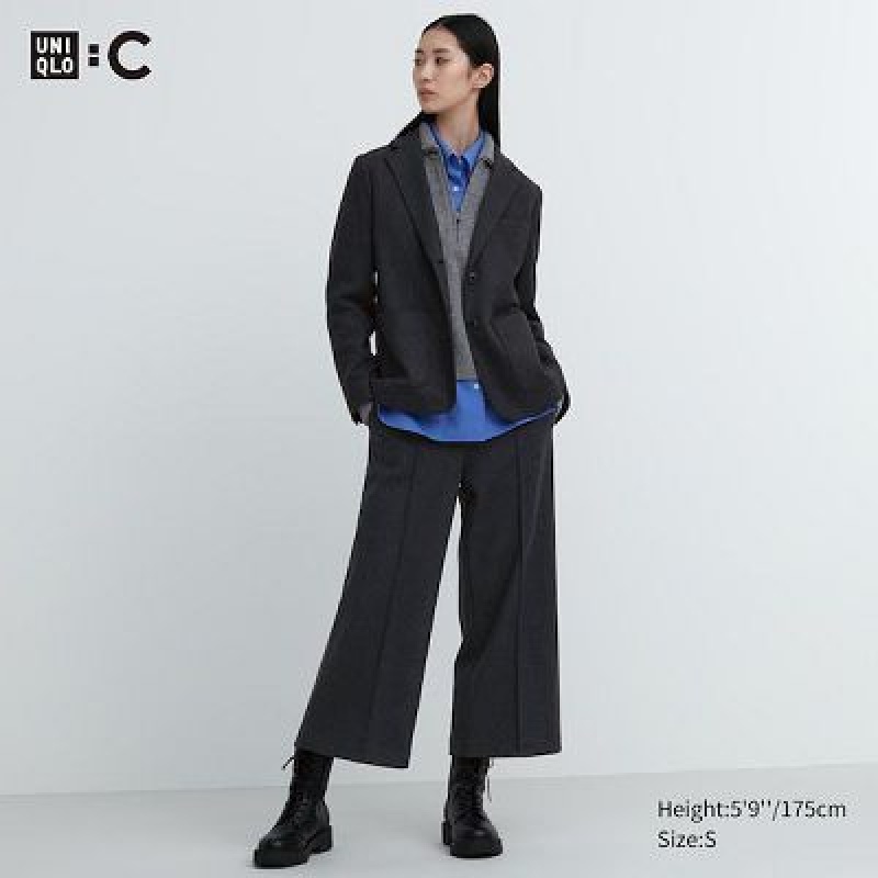 Grey Uniqlo Brushed Jersey Cropped Women Pants | 425675
