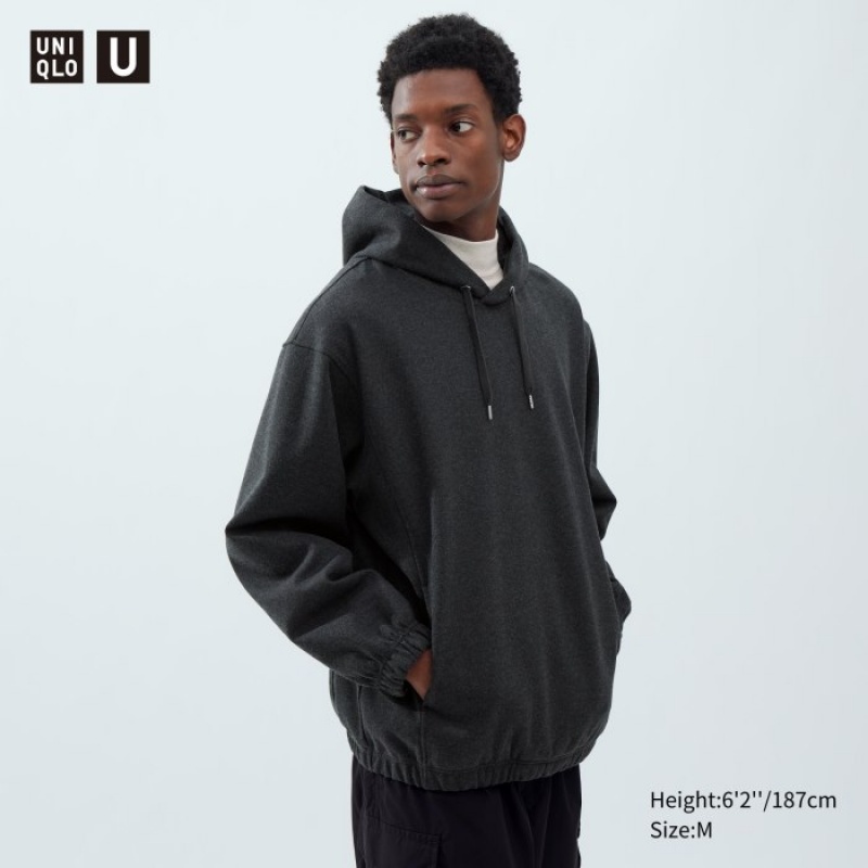Grey Uniqlo Brushed Jersey Long-Sleeve Women Hoodie | 192830