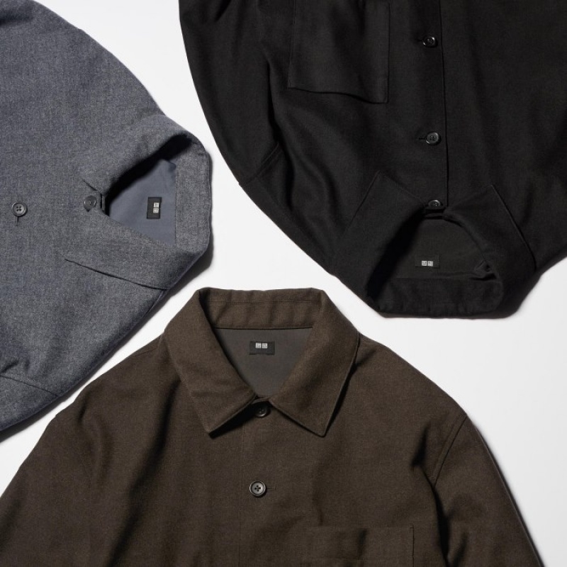 Grey Uniqlo Brushed Twill Women Shirts | 3333971