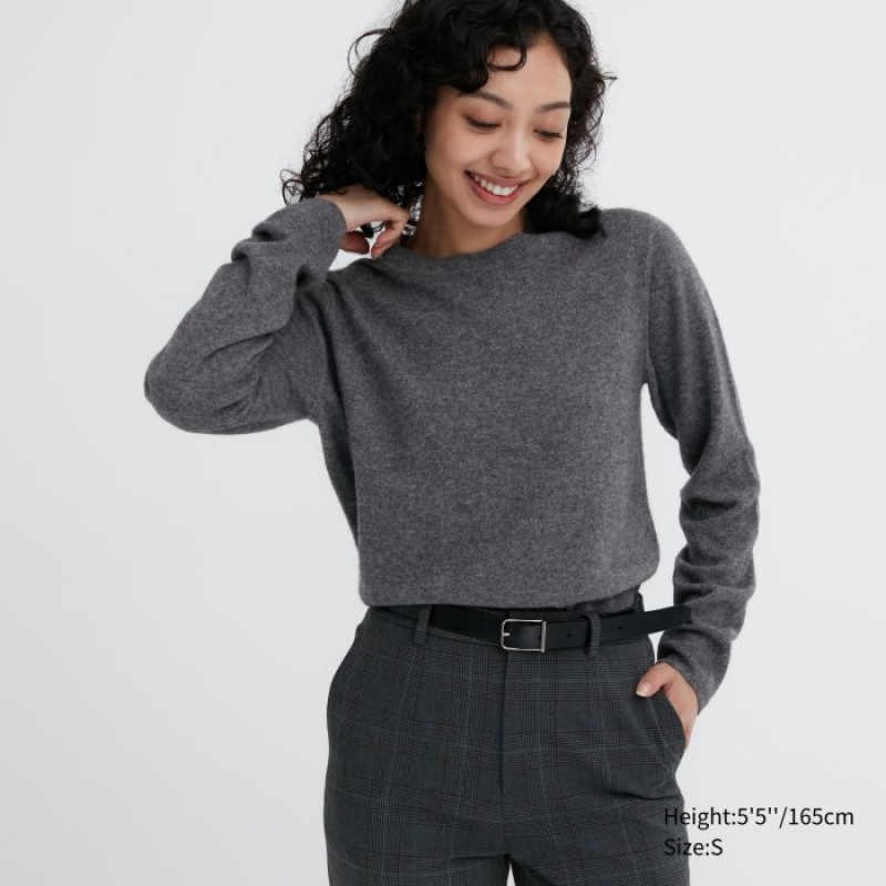 Grey Uniqlo Cashmere Crew Neck Long-sleeve Women Sweaters | 9184248