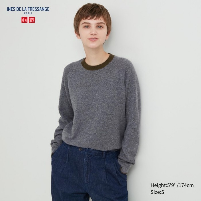 Grey Uniqlo Cashmere Crew Neck Long-sleeve Women Sweaters | 5227864
