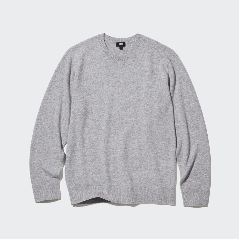 Grey Uniqlo Cashmere Crew Neck Long-sleeve Men Sweaters | 875926