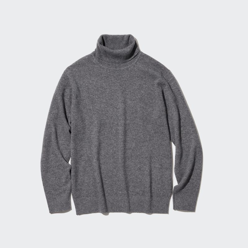 Grey Uniqlo Cashmere Turtleneck Long-sleeve Men Sweaters | 9116721