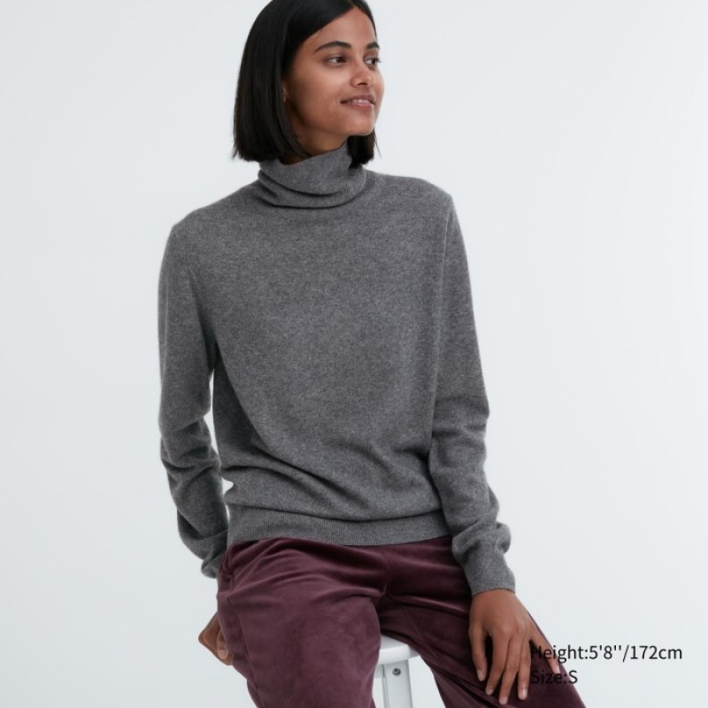 Grey Uniqlo Cashmere Turtleneck Women Sweaters | 3254478