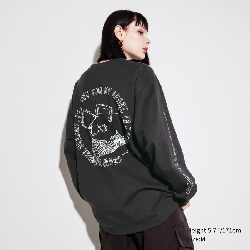 Grey Uniqlo Chainsaw Man × Kosuke Kawamura Ut Long-sleeve Graphic Men T Shirts | 750621