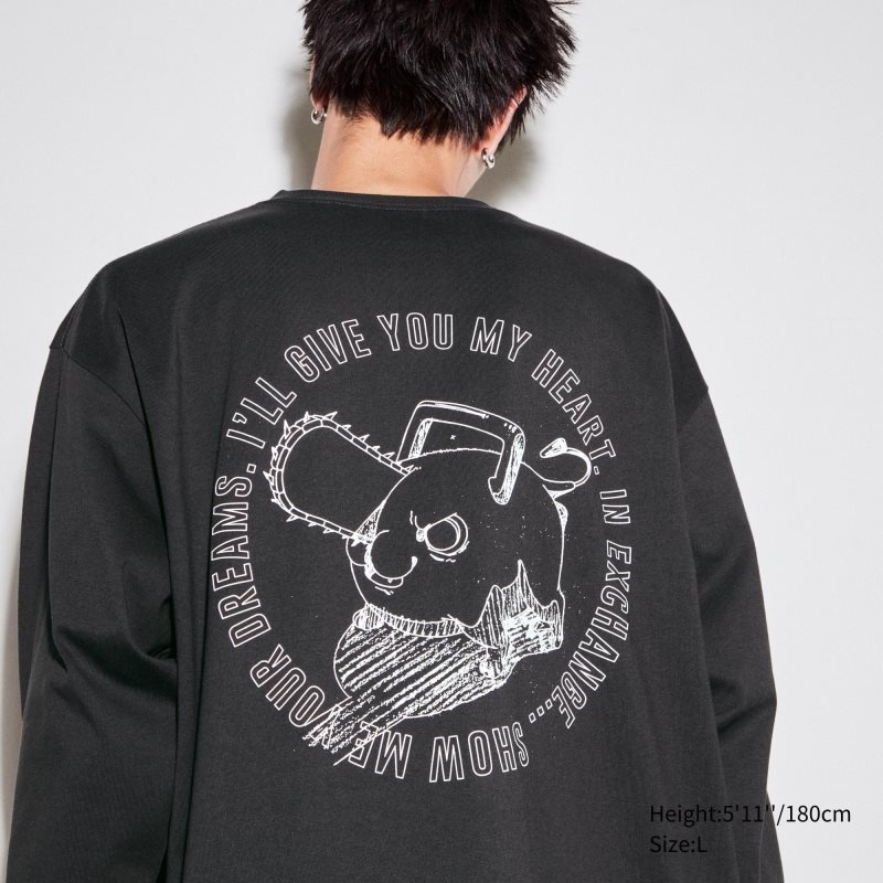 Grey Uniqlo Chainsaw Man × Kosuke Kawamura Ut Long-sleeve Graphic Men T Shirts | 750621