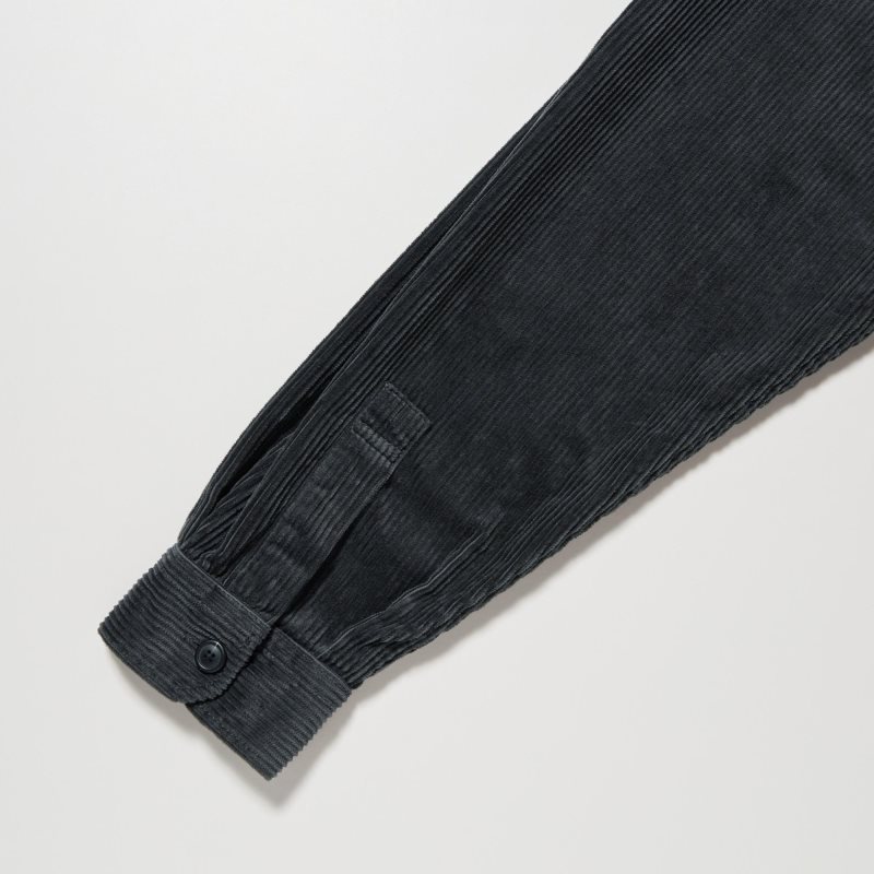 Grey Uniqlo Corduroy Work Long-sleeve Men Shirts | 933113