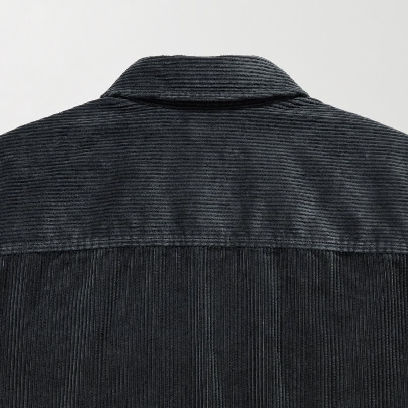 Grey Uniqlo Corduroy Work Long-sleeve Men Shirts | 933113